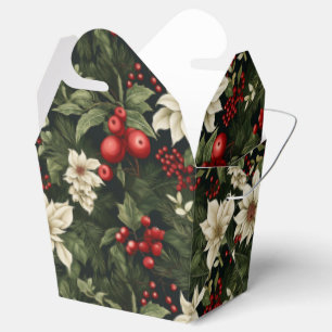 Botanical Christmas Pattern Favor Boxes