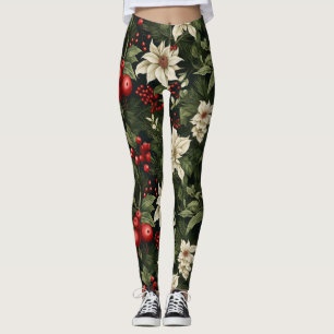 Botanical Christmas Pattern Leggings