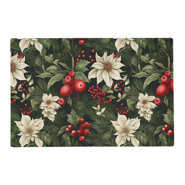Botanical Christmas Pattern Placemat (Front)