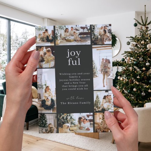 Botanical Christmas Personalized 10 Photo Colage Holiday Card