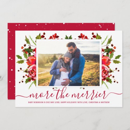 Botanical Christmas Pregnancy Announcement Cards