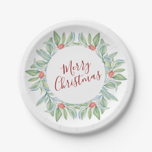 Botanical Christmas Red and Green Festive Paper Plates