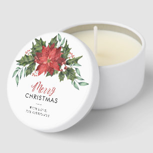 Botanical Christmas Red Berries Script Mini Candle Favors