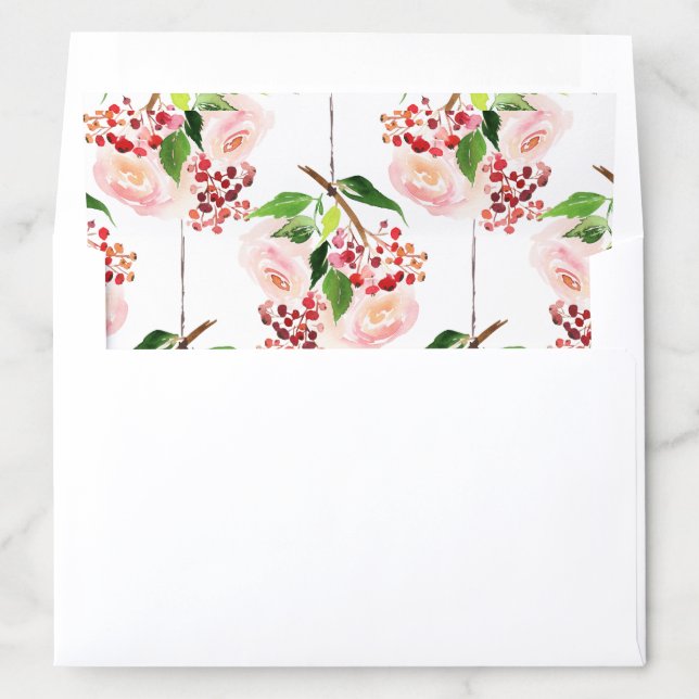 Botanical Christmas Red Holly Berries  Envelope Liner (In Envelope)