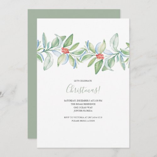 Botanical Christmas Watercolor Invite