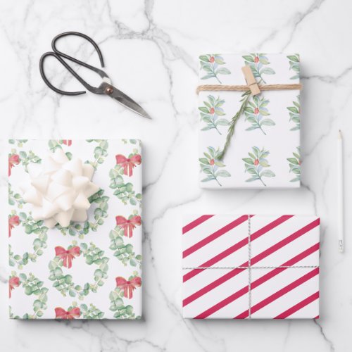 Botanical Christmas Watercolor Wrapping Paper Sheets