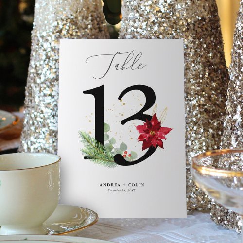 Botanical Christmas Wedding Table Number 13