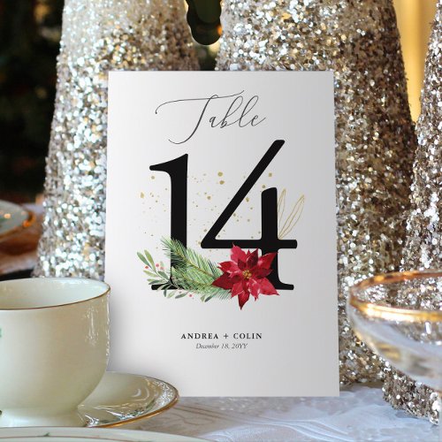 Botanical Christmas Wedding Table Number 14