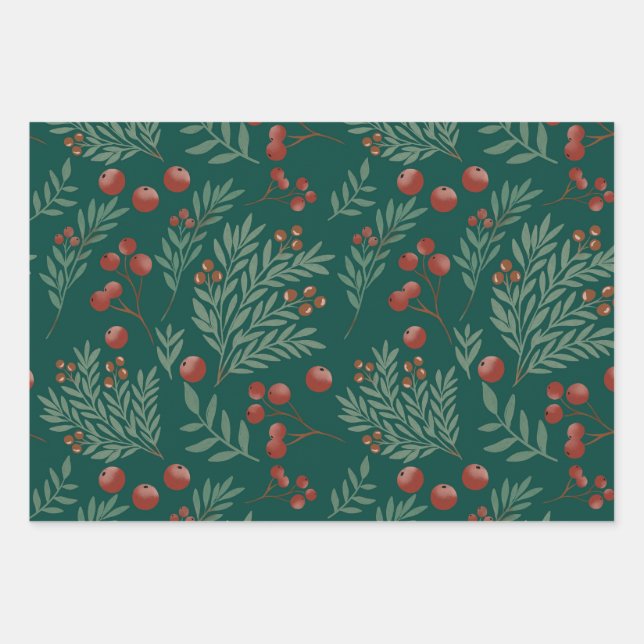 Botanical Christmas Wrapping Paper (Front)