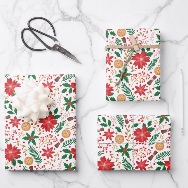 Botanical Christmas  Wrapping Paper Sheets (Front)