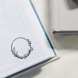 Botanical Circle Flowers Journal Rubber Stamp