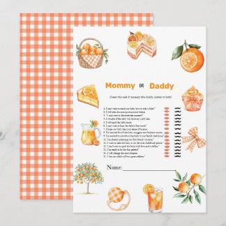 Botanical Citrus baby trait baby shower game Card
