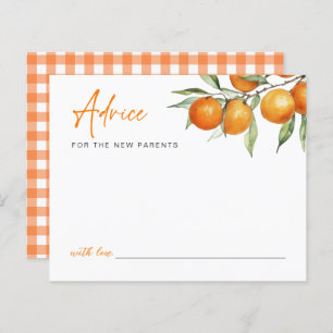 Botanical Citrus Orange Baby Shower Advice Card