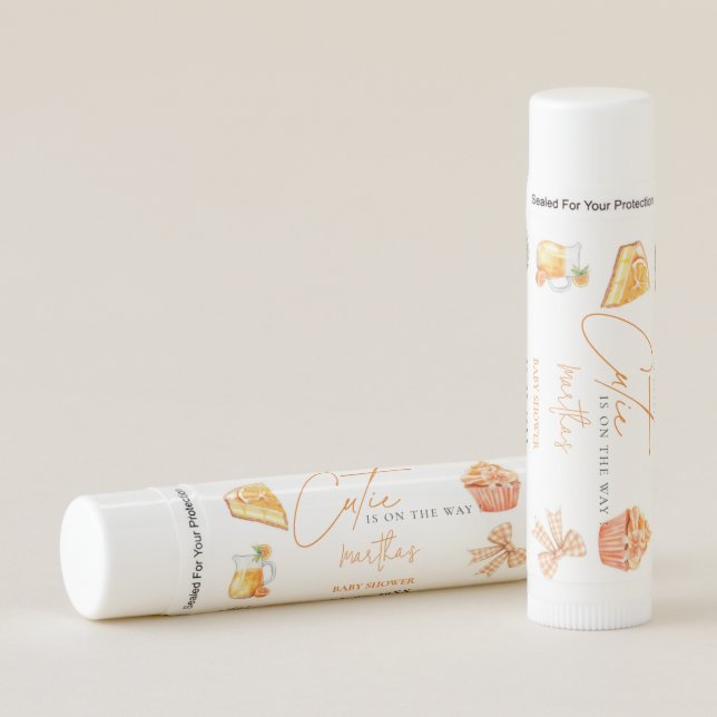 Botanical citrus orange Cutie Summer Baby Shower Lip Balm (Front)