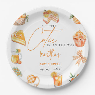 Botanical citrus orange Cutie Summer Baby Shower Paper Plates