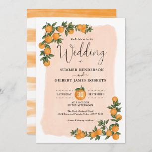Botanical Citrus Orange Greenery Summer Wedding Invitation