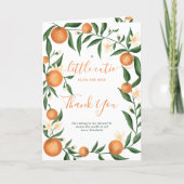Botanical citrus orange little cutie pink thank you card (Front)