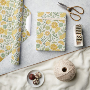 Botanical Citrus Slice Garden  Wrapping Paper
