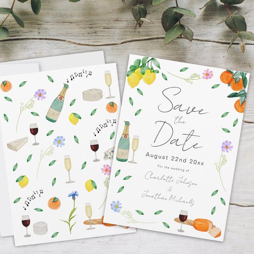 Botanical Citrus Summer Boho Wedding Save The Date