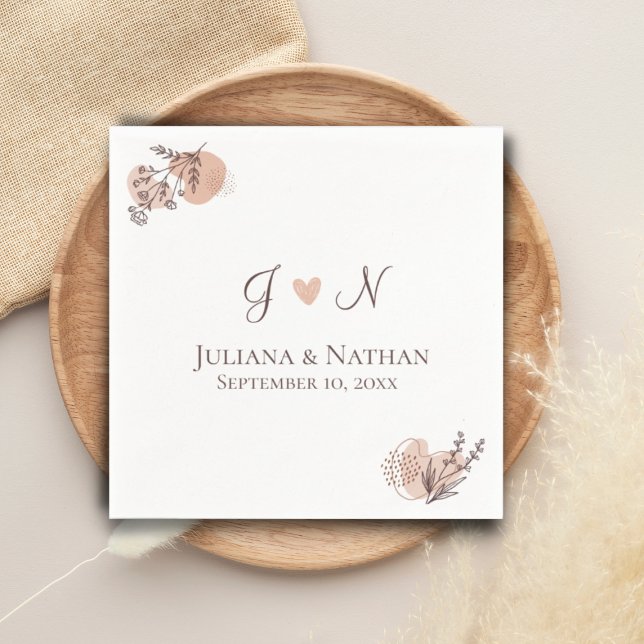 Botanical Classic Simple Modern Initials Monogram  Napkins (Creator Uploaded)