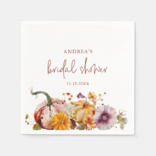 Botanical Classy Watercolor Pumpkins Bridal Shower Napkins