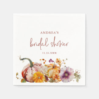 Botanical Classy Watercolor Pumpkins Bridal Shower Napkins