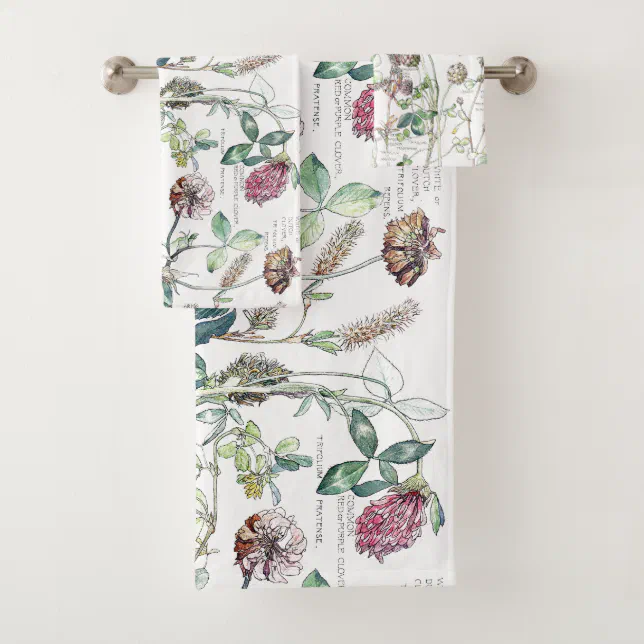 Botanical Clover Family Flowers Bath Towel Set | Zazzle