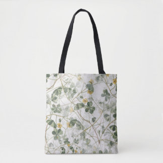 Botanical Clover Watercolor Tote Bag