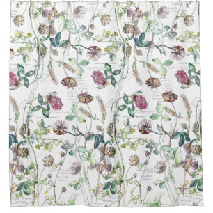 Botanical Clover Wildflower Flowers Shower Curtain