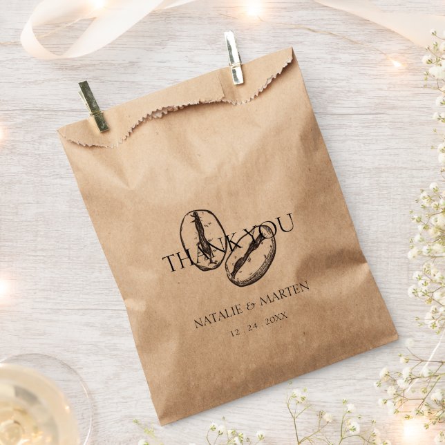 Botanical Coffee Bean Elegant Bohemian Party Gift Favor Bag (Clipped)