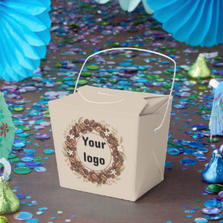 Botanical Coffee Bean Wreath Custom Logo Favor Boxes