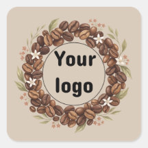 Botanical Coffee Bean Wreath Custom Logo