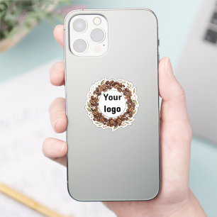 Botanical Coffee Bean Wreath Custom Logo Sticker