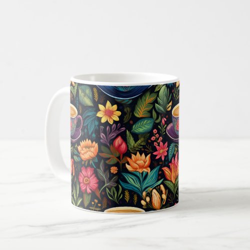Botanical Coffee Pattern Coffee Mug