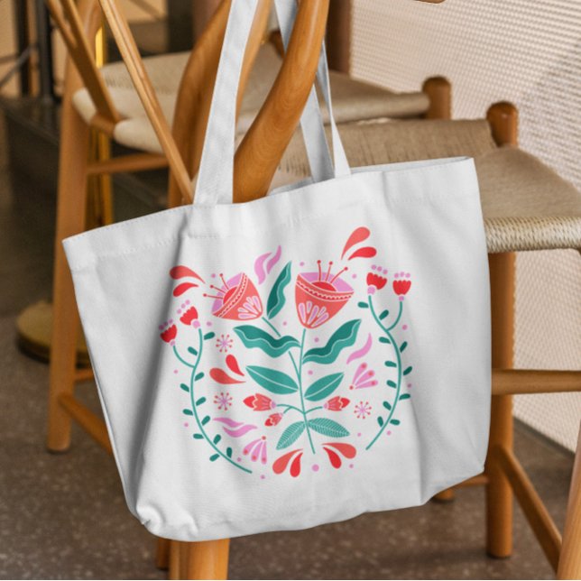 Botanical Color Cut Out Flowers Tote Bag   (Creator Uploaded)
