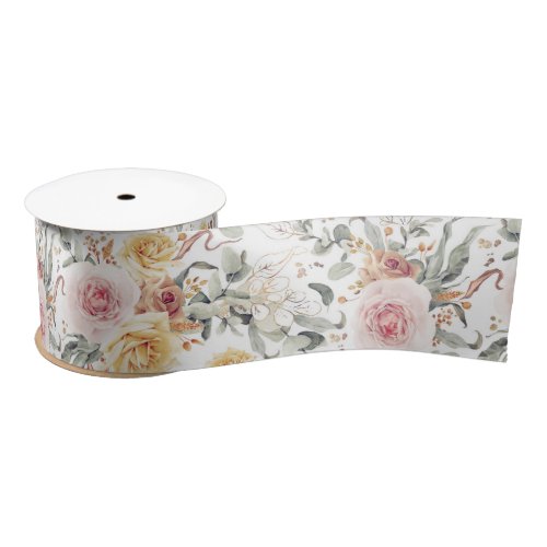 Botanical Colorful Garden Flowers Botanical Satin Ribbon