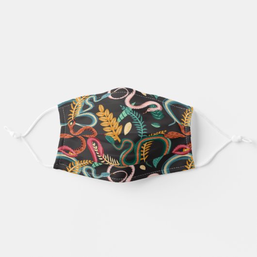 Botanical Colorful Snake Pattern Adult Cloth Face Mask (Front, Unfolded)