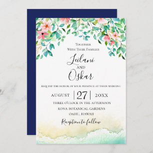 Botanical Coral Island Wedding Invitation
