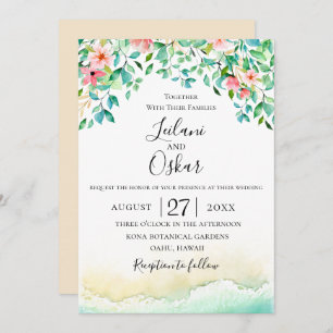 Botanical Coral Island Wedding Invitation