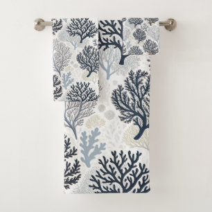 Botanical Coral Ocean Vibes Bath Towel Set