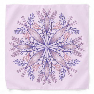 Botanical cottagecore boho floral line art pink bandana
