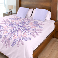 Botanical cottagecore boho floral line art pink duvet cover