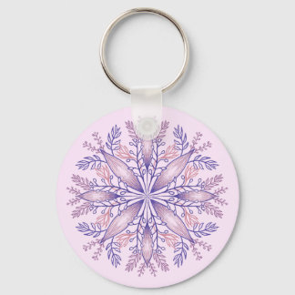 Botanical cottagecore boho floral line art pink keychain