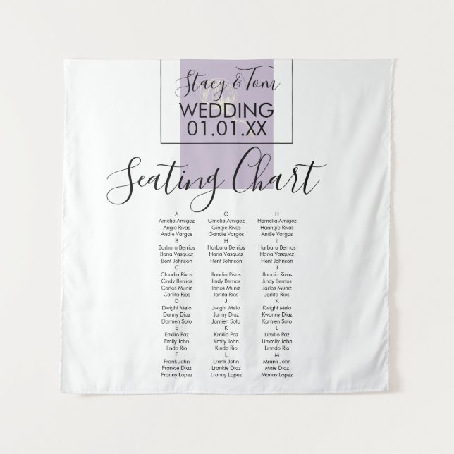 Botanical Cotton Plant Lavender Wedding Seating   Tapestry (Front)