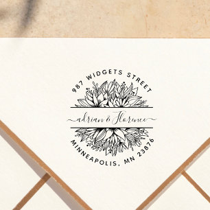 Botanical Couple Return Address Elegant Wedding Rubber Stamp