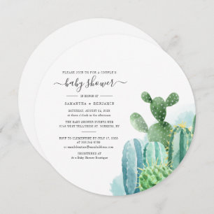 Botanical Couples Baby Shower Cacti Script Plants Invitation
