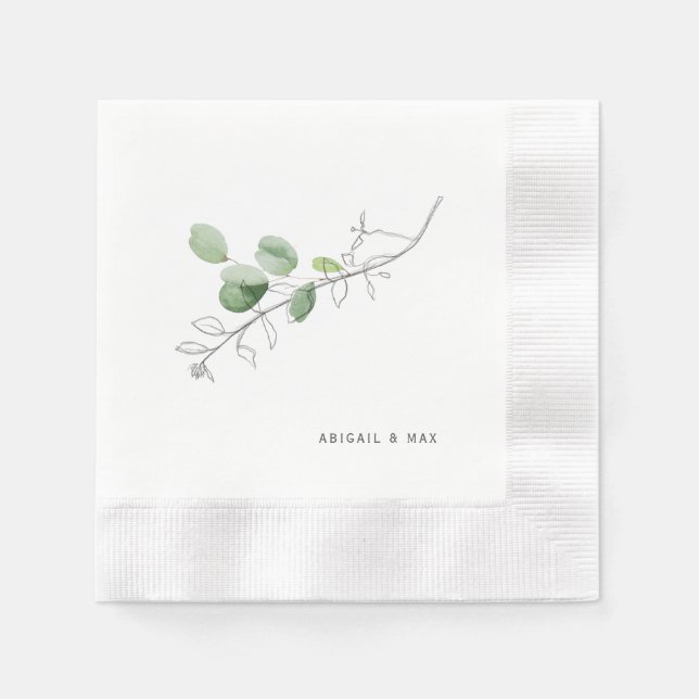 Botanical Couples Shower Custom Napkins (Front)