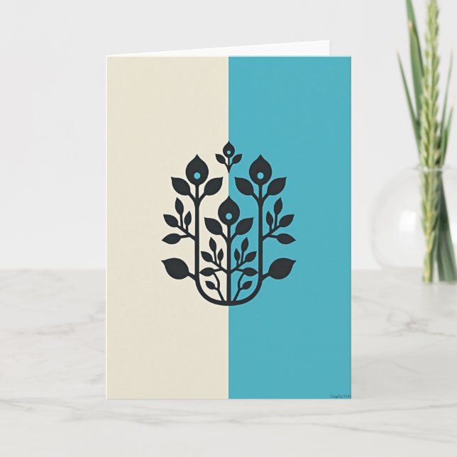 Botanical Cream And Cyan Pattern Card (Front)