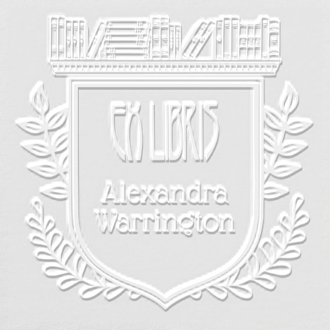 Botanical Crest Bookshelf Ex Libris Book Name Embosser (Design)