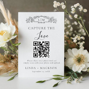 Botanical crest Capture love QR code wedding Sign